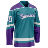 Custom Teal Purple Solid Colour Hockey Jersey