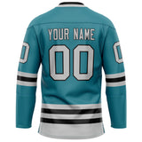 Custom Teal Gray Solid Colour Hockey Jersey