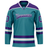 Custom Teal Purple Solid Colour Hockey Jersey