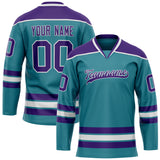 Custom Teal Purple Solid Colour Hockey Jersey