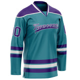 Custom Teal Purple Solid Colour Hockey Jersey