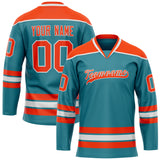 Custom Teal Orange Solid Colour Hockey Jersey