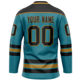 Custom Teal Old Gold Solid Colour Hockey Jersey