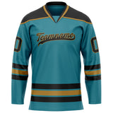 Custom Teal Old Gold Solid Colour Hockey Jersey