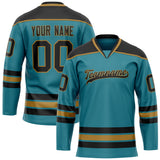 Custom Teal Old Gold Solid Colour Hockey Jersey