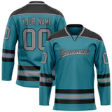 Custom Teal Gray Solid Colour Hockey Jersey