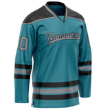 Custom Teal Gray Solid Colour Hockey Jersey