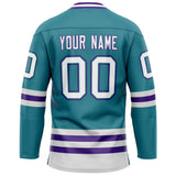 Custom Teal Purple Solid Colour Hockey Jersey