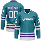 Custom Teal Purple Solid Colour Hockey Jersey