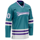 Custom Teal Purple Solid Colour Hockey Jersey