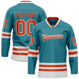 Custom Teal Red Solid Colour Hockey Jersey