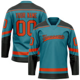 Custom Teal Red Solid Colour Hockey Jersey