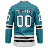 Custom Teal Black Solid Colour Hockey Jersey