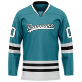 Custom Teal Black Solid Colour Hockey Jersey