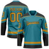 Custom Teal Old Gold Solid Colour Hockey Jersey