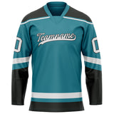 Custom Teal White Solid Colour Hockey Jersey