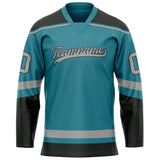 Custom Teal Gray Solid Colour Hockey Jersey