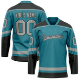 Custom Teal Gray Solid Colour Hockey Jersey