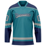 Custom Teal Navy Solid Colour Hockey Jersey