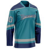 Custom Teal Navy Solid Colour Hockey Jersey