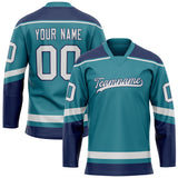 Custom Teal White Solid Colour Hockey Jersey