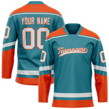 Custom Teal Orange Solid Colour Hockey Jersey