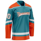 Custom Teal Orange Solid Colour Hockey Jersey