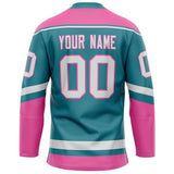 Custom Teal Pink Solid Colour Hockey Jersey