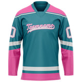 Custom Teal Pink Solid Colour Hockey Jersey