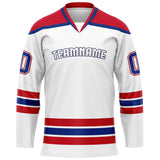 Custom White Red Solid Colour Hockey Jersey