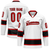 Custom White Red Solid Colour Hockey Jersey