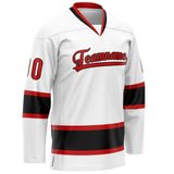 Custom White Red Solid Colour Hockey Jersey