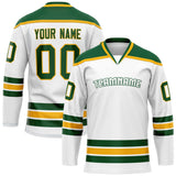 Custom White Kelly Green Solid Colour Hockey Jersey