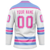 Custom White Pink Solid Colour Hockey Jersey