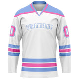 Custom White Pink Solid Colour Hockey Jersey