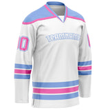 Custom White Pink Solid Colour Hockey Jersey