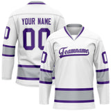 Custom White Purple Solid Colour Hockey Jersey