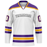 Custom White Purple Solid Colour Hockey Jersey