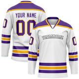 Custom White Purple Solid Colour Hockey Jersey