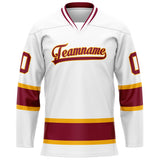 Custom White Crimson Solid Colour Hockey Jersey