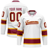 Custom White Crimson Solid Colour Hockey Jersey