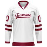 Custom White Crimson Solid Colour Hockey Jersey