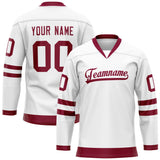 Custom White Crimson Solid Colour Hockey Jersey