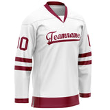 Custom White Crimson Solid Colour Hockey Jersey