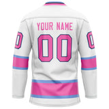 Custom White Pink Solid Colour Hockey Jersey