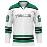 Custom White Kelly Green Solid Colour Hockey Jersey