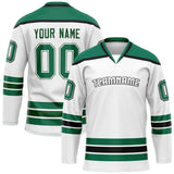 Custom White Kelly Green Solid Colour Hockey Jersey