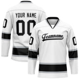 Custom White Black Solid Colour Hockey Jersey