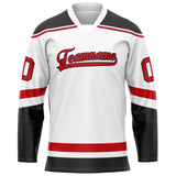 Custom White Red Solid Colour Hockey Jersey