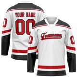 Custom White Red Solid Colour Hockey Jersey